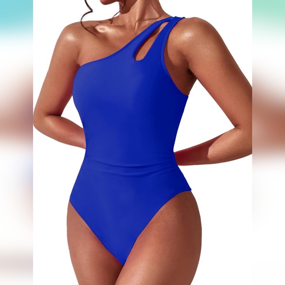 NWT Women's Large Beilon 1 shoulder 1 piece swimsuit with tummy control